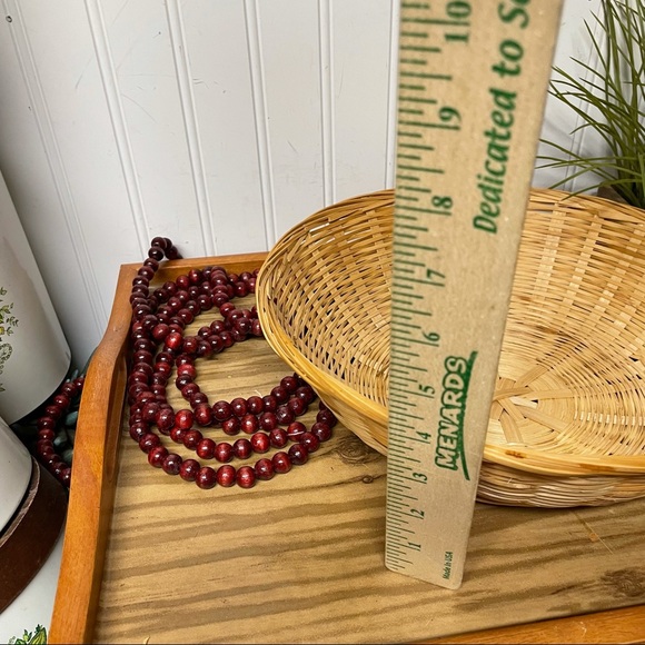 Vintage tan bohemian round wicker basket - Picture 5 of 5